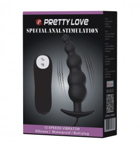 PRETTY LOVE Vibration Anal Pleasure Butt Plug (Black)